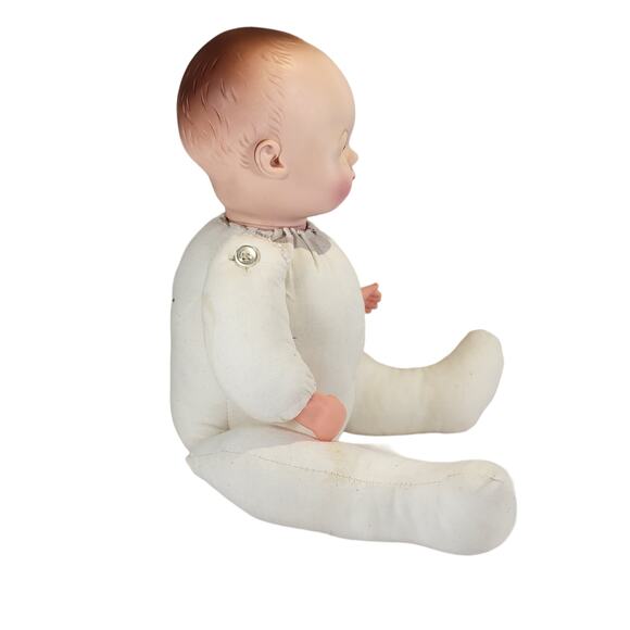 Vintage 13" Composition Baby Doll with Cloth Body and Sleep Eyes Bonnet Booties - Picture 6 of 16